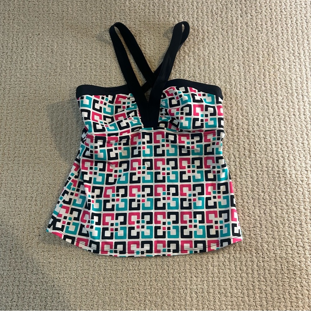 Sonoma Geometric Swim Top - Black, Pink, Teal